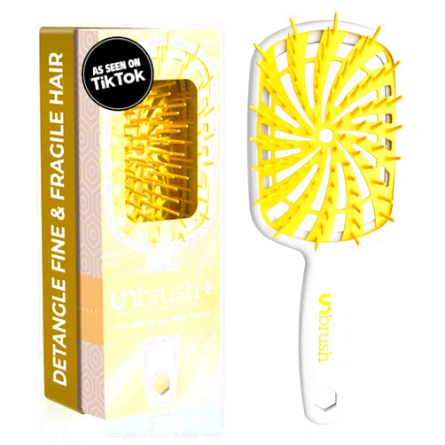 FHI Heat New UNbrush!! UNbrush Plus Detangler Brush for Gentle and Effective Detangling on Wet or Dry Fragile Hair Types — 84 UltraFlex Bristles, Ultra-Light, Anti-Static, Vented Hair Brush