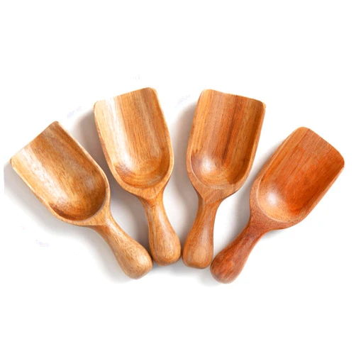 Decent Vrvege Acacia Mini Wooden Spoons, 4pcs Coffee Bean Shovel,Coffee Measuring Scoop,Wood Bath Salt Scooper, Multipurpose Small Tablespoon for Jars Canisters,Kitchen Utensils Spice Pepper Condiment Powder Shovel