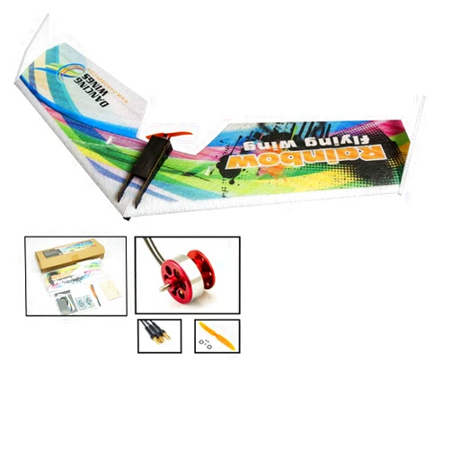Dancing Wings Hobby DW Hobby Upgrade 3CH EPP Electric Micro Flying Wing Rainbow V2 ZAGI Plane w/800mm Wingspan Delta Wing Tail-Pusher Flying Aircraft Kit to Build for Adults (E0512)