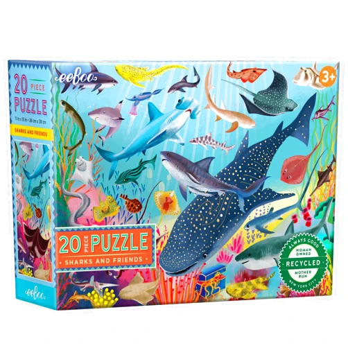 eeBoo: Sharks & Friends - 20 Piece Puzzle - 15 x 11 Kids Jigsaw, Glossy Pieces, Preschool Puzzle, Ages 3+