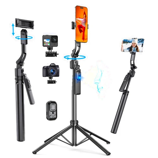 Fourpillars Extendable Auto Face Tracking Tripod 360° Rotation with Stand, Gesture Control & No App, 68
