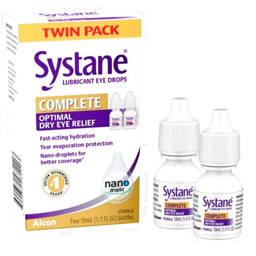 Systane Complete Lubricant Eye Drops, 0.34 Fl Oz, Twin Pack (Pack of 2)