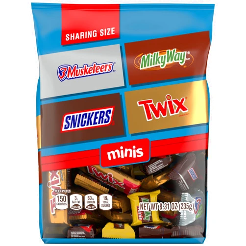 Mars SNICKERS, TWIX, MILKY WAY & 3 MUSKETEERS Minis Milk Chocolate Candy Bars Variety Pack, Sharing Size, 8.31 Oz Bag