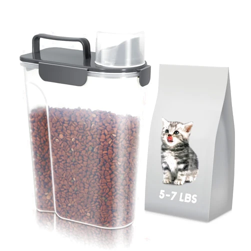 LEAWALK Airtight Cat Food Storage Container 5-7 lbs,Dog Food Storage Container with Large Spout,Buckle-Lock Pet Food Container for Dog, Cat, Bird Seed - Dog Treat Container Dry Food Storage Bin.