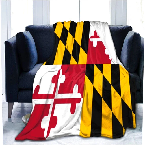 WUQUWU Maryland Flag Flannel Fleece Blanket Soft Fluffy Throw Blanket, Used for Sofa Bed Travel Camping Outdoor