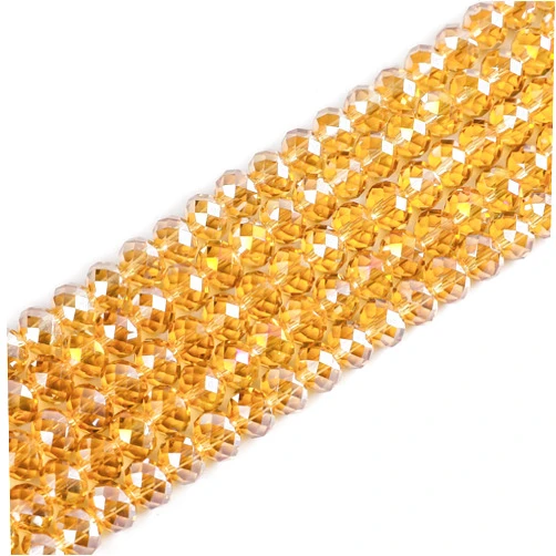 Novborcz 6mmGold Champagne AB Rondelle Glass Beads for Jewelry Making 850pcs Faceted Briolette Shape Crystal Spacer Beads Assortments Supplies Accessories for Bracelet Necklace for Wholesale