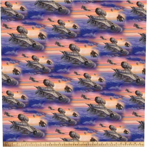 DAVID TEXTILES The Mandalorian Escort Star Wars by Thomas Kinkade Licensed by David Textiles Digital Cotton Print Fabric