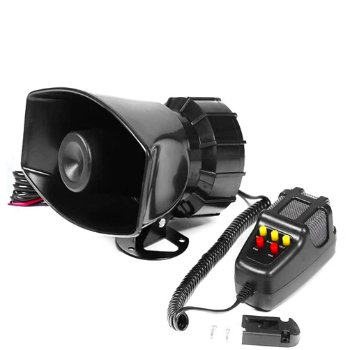 RULLINE 5 Tone Sound Car Siren Vehicle Horn with Mic PA Speaker System Emergency Sound Amplifier - 60W Electric Ambulance/Horn-Hoote/Siren/Traffic Sound with PA Microphone System