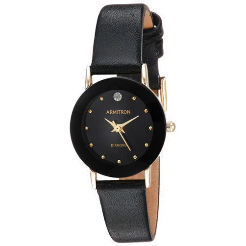 Armitron Women's 75/2447 Diamond-Accented Leather Strap Watch