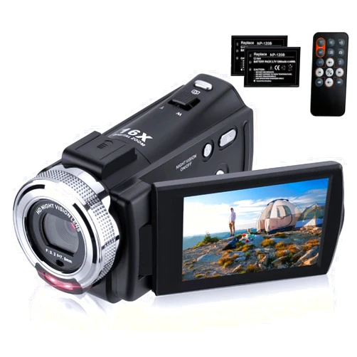 DEGIPO Video Camera Camcorder Digital Camera Recorder Full HD 1080P 30FPS 30MP IR Night Vision Vlogging Camera for YouTube Kids 3.0 Inch LCD Screen 16X Zoom Camcorders Camera Control with 2 Batteries