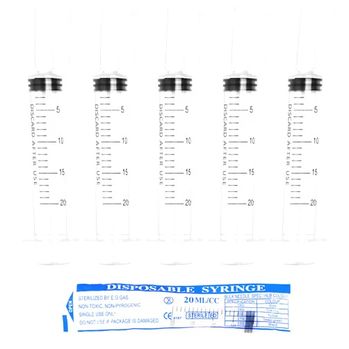 Ehoycq 20ml Syringe for Liquid,5 Pack Large Plastic Syringes with Adapters and Cap,Individually Sealed Syringe for Feeding,Jello,Irrigation Water and Scientific Labs