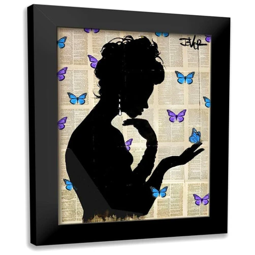 ArtDirect - Blue Butterflight 15x18 Black Modern Framed Art Print Titled: Loui JoverÂ