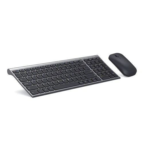 seenda Rechargeable Wireless Keyboard Mouse, Ultra Thin Low Profile Wireless Keyboard and Mouse with Number Pad, Quiet Portable Combo Compatible for Windows XP/7/8/10/11/11 Pro, Black and Grey