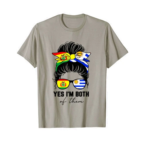 Half Bolivia Uruguay Girl Hispanic Heritage Roots Half Bolivian Half Uruguayan Girl Bolivia Uruguay Flag T-Shirt