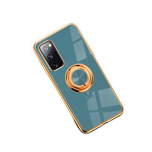 MEOORHE Fashion Smooth Slim TPU Phone case with Finger Ring Holder for Samsung Galaxy S23 S22 S21 S20 S10 Ultra Plus FE Back Cover Full Camera Protection Anti-Scratch Bumper(Blue,S20)