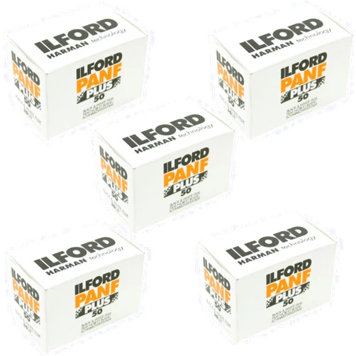 Ritz Camera 5 Pack of Ilford PAN F Plus, Black and White Print Film, 135 (35 mm), ISO 50, 36 Exposures (1707768)