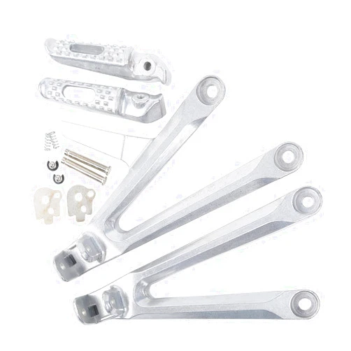 TCT-MOTORPARTS Rear Passenger Footrest Foot pegs Brackets Fit For Honda CBR600RR 05-06 Silver
