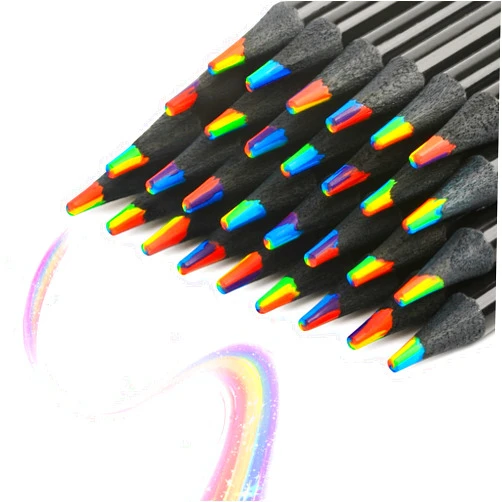 KINGRUNNING 24 Pieces Rainbow Colored Pencils for Kids and Adults, 7 Color in 1 Wooden Pencils, Pre-sharpened, Multicolored Pencils for Coloring, Drawing Supplies
