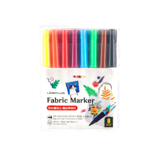 LINEPLUS Fabric Marker Set - Made in Korea | 8 Permanent Colors for Fabric Painting & DIY Projects | No Ironing Needed, Fade-Resistant German Ink