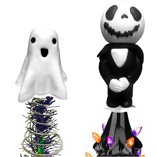 Ayidawedo Ceramic Tree Replacement Topper Ornament-The Nightmare Before Christmas Lil' Jack Skellington ＆Halloween Town Mischievous Sack Oogie ! 4 Inch Keepsake