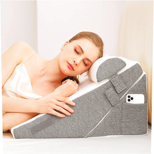 Hogrance Wedge Pillow for Sleeping, 3PCS Bed Pillow for Side Sleeping, L29 x H22 Body Pillow with Memory Foam, Pocket Included