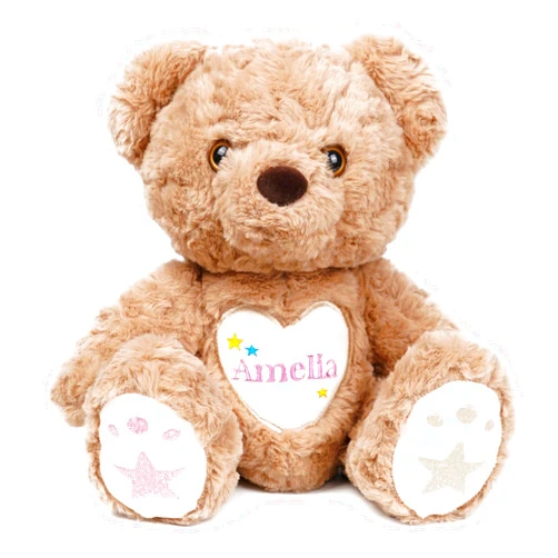 Baosity Personalized Bear with Embroidered Name - Custom Stuffed Animal Plush Toys for Babies Newborn Toddler - Customized 1-8 Boys Girls Gift for First Birthday Easter