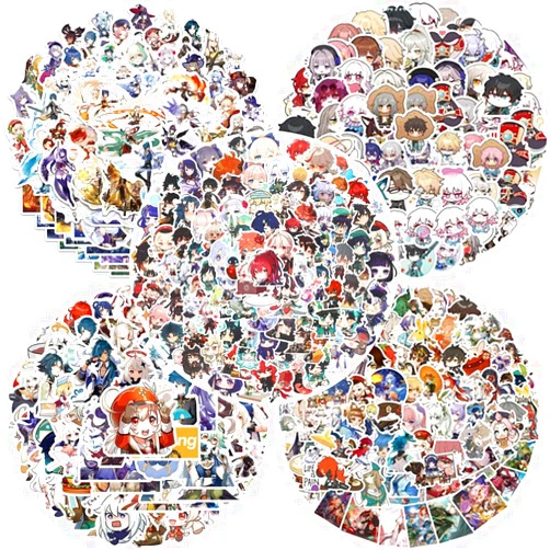 QYZHIZ [400 PCS] Cute Genshin Impact Sticker & [80 PCS] Honkai: Star Rail Sticker. Colourful Sticker for Fans, Waterproof Stickers for Laptop, Water Bottle, Computer, Skate, Phone, Bike, Guitar.