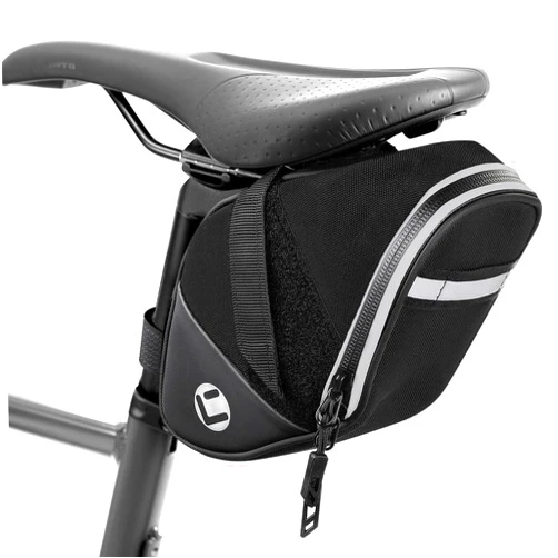 WOTOW Bike Saddle Bag - Water Resistant Strap-on Bike Seat Bag - Reflective Bicycle Under Seat Storage Pouch for Road Mountain Bike Cycling Travel