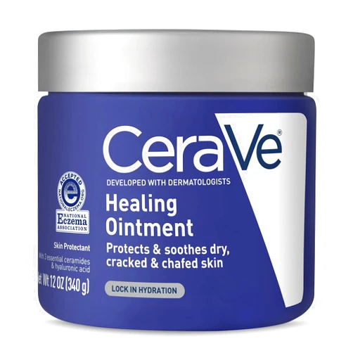 CeraVe Healing Ointment, Hydrating Skin Protectant With Petrolatum, Hyaluronic Acid & Ceramides, Face & Body Skin Barrier Repair For Cracked, Chafed, Dry Skin, Fragrance Free & Lanolin Free, 12 Oz