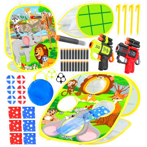 FRIEET Bean Bag Toss Game for Kids, 4 in 1 Portable Outdoor Toys for Kids, Kids Cornhole Game Set, Family Party Supplies Toys for Kids, Outdoor Kids Game Birthday Gifts for Toddler Boys Girls Age 3 4 5 6