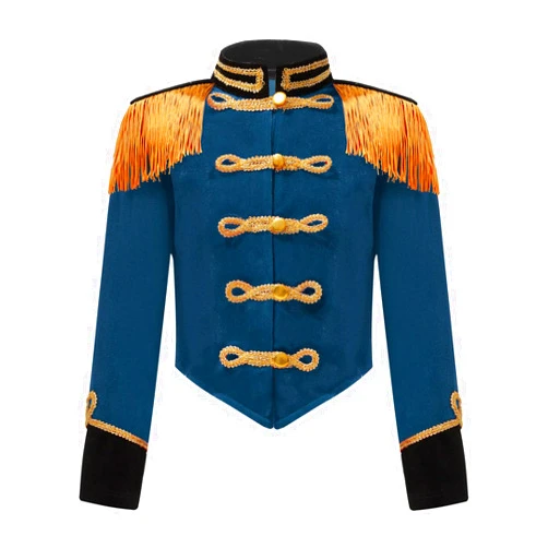 ACSUSS Kids Girls Circus Ringmaster Drum Majorette Costume Marching Band Uniform Tassels Jacket Tops