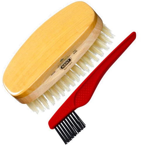 Kent MS23D Finest Men's Military Style Hair Brush - Satin and Beechwood Travel Size Base, Soft Pure White Natural Boar Bristle Ideal for Fine or Thinning Hair and Sensitive Scalps. Beard brush