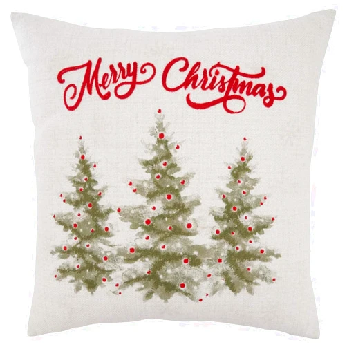 Fennco Styles Merry Christmas Holiday Trees Decorative Throw Pillow Cover 18
