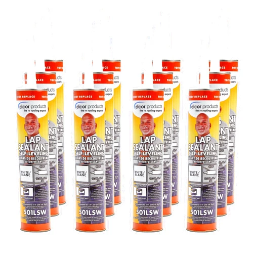 Dicor 501LSW-1 HAPS-Free Self-Leveling Lap Sealant for Horizontal Surfaces - 10.3 Oz, White, Secure, Ideal for RV Roofing, Maintenance, Repair, Appliance Application (12 Pack)
