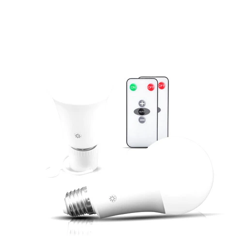Texsens-Rechargeable-LED-Emergency-Light-Bulb, 7W 600LM 6500K E26 Battery Powered Lamp with Hooks & Remote Controller for Power Outage Camping Hurricane Outdoors, 3 Brightness Levels (Daylight)