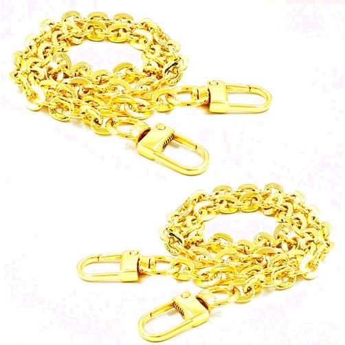 Luomorgo 2 Pcs Metal Chain Handles Strap, Purse Chain Straps Replacement, Handbags Chain Handles for Shoulder Bags, Clutch Purse DIY Crafts (Gold, 15.7