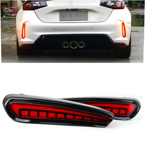 PGTOPONE Red LED Rear Bumper Reflectors Fog Brake Tail Light Lamps Compatible with Honda Civic TYPE R 2024 2025 Turn Signal DRL Kits (RED STYLE)