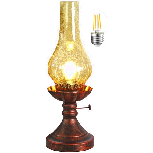 DOFANIE Vintage Table lamp Antique Rustic Farmhouse Desk Lamps Western Victorian Crackled Glass Design Bedside Lamps Living Room Bedroom Studio (Amber)