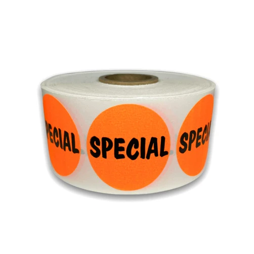 Labels and More Inc. Special Labels 1.5-inch Round Orange Pricing Discount Retail Stickers Self-Adhesive Pack of 1000 Labels