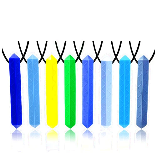 GNAWRISHING Sensory Chew Necklace for Boys by GNAWRISHING, 8 Pack Diamond Chew Necklaces for Sensory Kids, Made from Food Grade Silicone for Autistic, ADHD, Oral Motor (Tough, Long-Lasting)