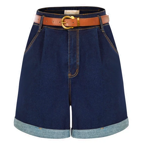 Belle Poque Women Jean Shorts Beach Shorts Folded Hem Jeans Shorts
