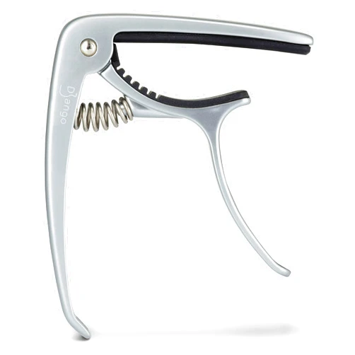 Pick Geek Django Guitar Capo by Pick Geek | for Acoustic, Electric, Ukulele & Classical Guitars | Silver | Includes Peg Puller for Changing Strings | Easy To Use Quick-Release | Xtra Padding for Neck Protection