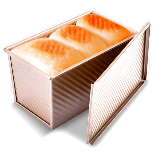 KITESSENSU Pullman Loaf Pan with Lid, 1 lb Dough Capacity Non-Stick Bakeware for Baking Bread, Carbon Steel Corrugated Bread Toast Box Mold with Cover for Baking Bread, Gold