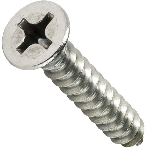 Fastenere #14 x 1 Flat Head Sheet Metal Screws, Phillips Drive, Stainless Steel 18-8, Full Thread, Bright Finish, Self-Tapping, Quantity 10 by Fastenere