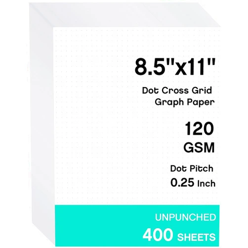 Sabary 400 Sheets Dot Cross Grid Graph Paper 8.5 x 11 Inches Letter Size Grid Paper Unpunched Refills Graph Paper Large Grid for Planning Bullet Journaling Thick Paper Smooth, White (Classic Style)