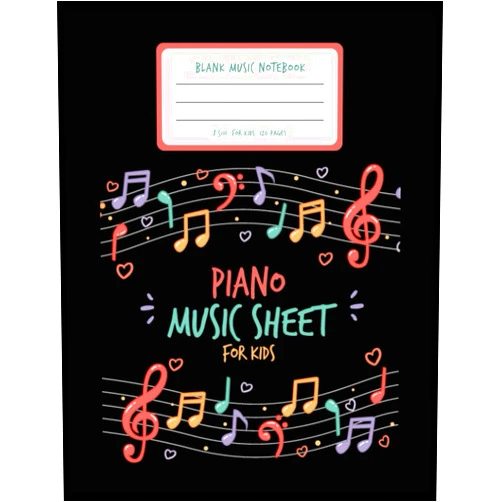 Celina Meiners Music sheet notebook for kids - Piano: Blank music sheet notebook for kids - with 6 large staves and 120 pages of wide staff paper in the size 8.5x11 ... note writing on blank manuscript paper.