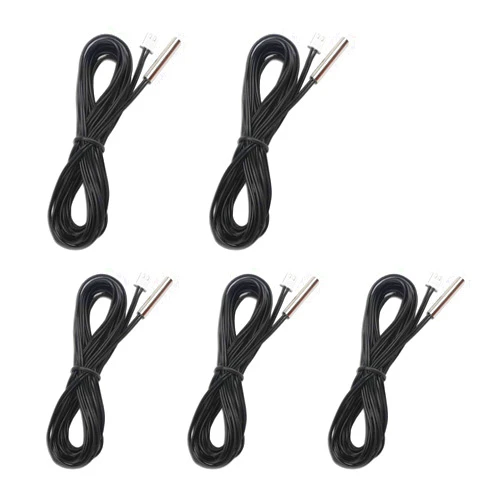DROK 5Pcs 10k B3950 Temperature Probe, -25 to 125 Degree Celsius Temp Sensor, 3 Meters 9.8 Feet Sensitive Stainless Steel NTC Temperature Sensor Probe