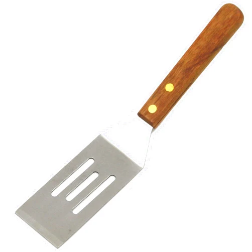 Chef Craft Select Stainless Steel Slotted Wooden Handle Cookie Spatula, 8 inches in length, Natural