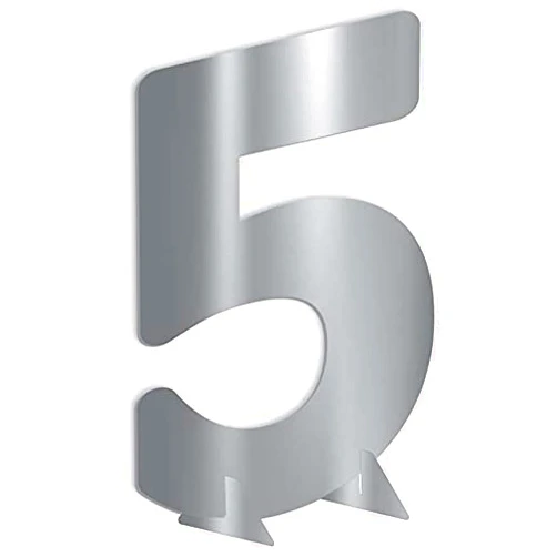 Forum Novelties SKD Party by Forum Novelties Free Standing Metallic Number, 5, Silver