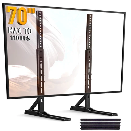PERLESMITH Universal TV Stand Mount for 22-70 Inch TVs, Height Adjustable Table Top TV Stand, Great Load-Bearing Replacement TV Legs with Tempered Glass Holds up to 110lbs, Max VESA 800 x 600mm